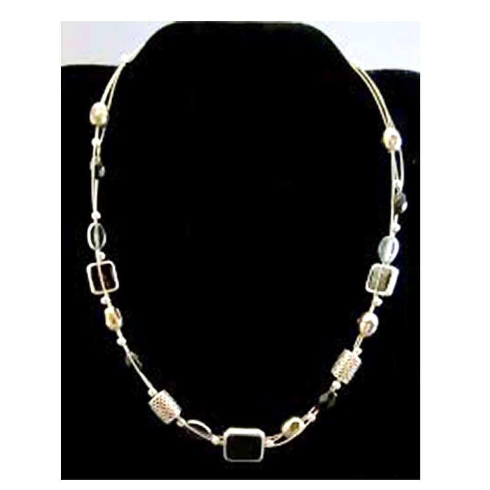 Lia Sophia Onyx/Silver Mixed Bead Necklace